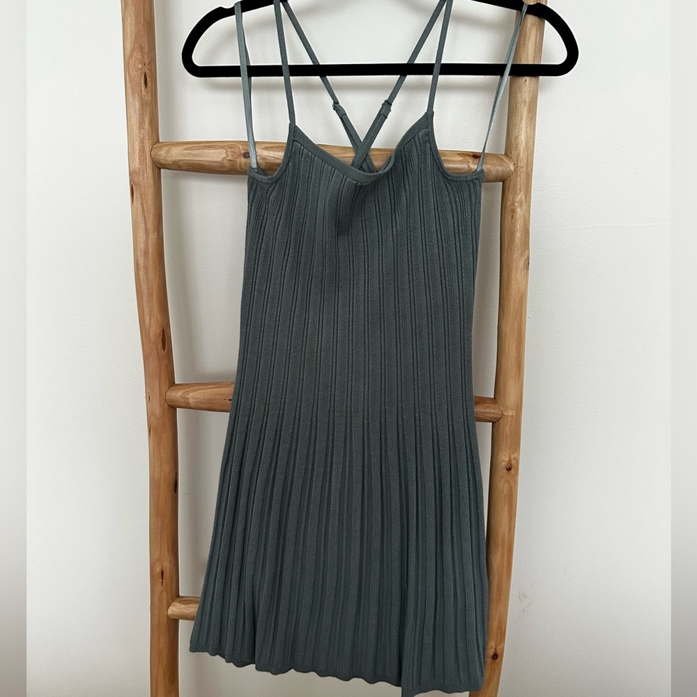 Abercrombie & Fitch Knit Ribbed Mini Dress. Blue/Gray